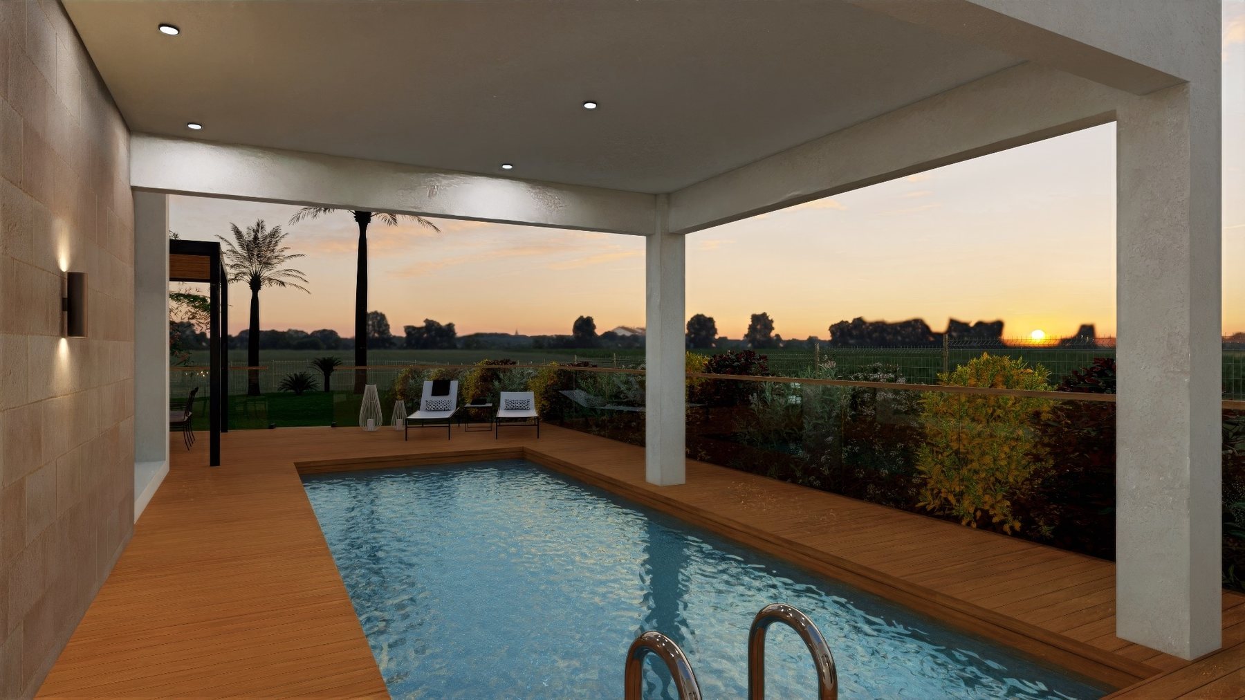 Piscine au crépuscule